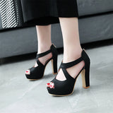 Women's Block Heel High Platform Sandal - Orange - Platform Sandals - 43 B - PU Leather - image 9