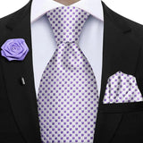 Men's 3 Pcs Tie Hanky Corsage Sets - Purple - 33 - One Size - Polyester - image 19