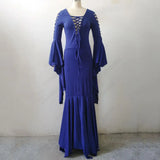 Women's Goth Lace Up Halloween Dress - Black - Morticia Adams Dress - 5XL - Polyester - image 4