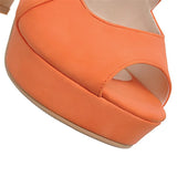 Women's Block Heel High Platform Sandal - Orange - Platform Sandals - 43 B - PU Leather - image 38