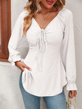 Women's Fashion A Line Drawstring Blouse - Green - Shirt - XXXL - Polyester - image 28