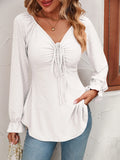 Women's Fashion A Line Drawstring Blouse - Green - Shirt - XXXL - Polyester - image 26