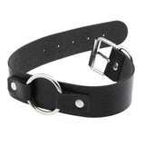 Unisex Vintage Goth Choker Necklace - Black - Circle Choker Necklace - Medium - PU Leather - image 3