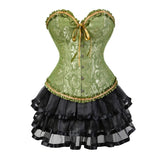 Women's Victorian Corset Dress 2Pcs Set - Light Green - 1 / Corset / Black Skirt - 6XL - Polyester - image 37