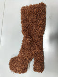 Women's Knee-High Fuzzy Platform Boots - Dark Brown - Fuzzy Boots - 42 B - Faux Fur/PU Leather - image 6