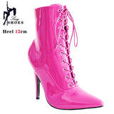 Women's Patent Pointed Toe Ankle Boots - Black - Ankle Boot - 35 B - PU Patent Leather - image 30