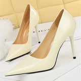 Women's Elegant Mid-Heel Formal Scarpin - Wine Red - 10cm - Formal Stilettos - 43 B - PU Patent Leather - image 12
