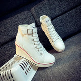 Women's High Top Platform Wedge Sneaker - White - Platform Sneakers - 43 B - Canvas - image 25
