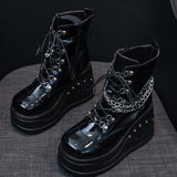 Women's Gothic Punk Platform Ankle Boots - Black - 1 / Matte / Ankle Boots - 43 B - PU Leather - image 16