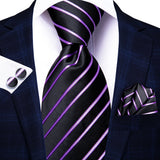 Funki Buys | Neckties | Men's 3 Pcs Purple Silk Wedding Tie Sets