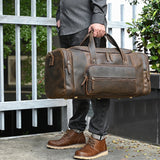 Travel Bags Men's Leather Overnight Bag - Brown - 1 / Design 1 / (58cm) Bag - Large - Genuine Leather - image 8