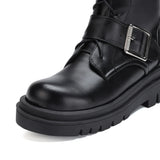Women's Punk Buckle Strap Wedge Boots - White - Buckle Strap Boots - 43 B - PU Leather - image 14