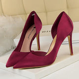 Women's Satin Wedding Party Stilettos - Wine Red - Party Pumps - 40 B - PU Leather - image 40