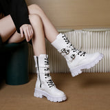 Women's Gothic Platform Combat Boots - Black - Boots - 35 B - PU Leather - image 5