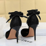 Women's Glitter Bow Knot Strappy Heels - Gold - Prom Shoes - 43 B - PU Leather - image 38