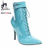 Women's Patent Pointed Toe Ankle Boots - Black - Ankle Boot - 35 B - PU Patent Leather - image 27