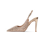 Women's Metallic Bling Bridal Slingbacks - Golden  - 2 / 6cm / Metallic Heels - 41 B - PU Leather - image 5