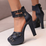 Women's High Platform Summer Sandals - Red - Platform Heels - 50 B - PU Leather - image 16
