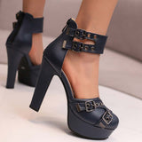 Women's High Platform Summer Sandals - Red - Platform Heels - 50 B - PU Leather - image 18