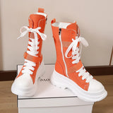 Women's Canvas Chunky Platform Boots - Light Pink - Canvas Boots - 40 B - Canvas - image 24