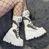 Funki Buys | Boots | Women's Goth Lace Up Platform Wedges