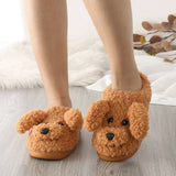 Women's Fluffy Cartoon Dog Fur Slippers - Beige - Dog Slippers - XXL - Plush - image 25