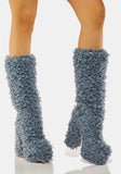 Women's Knee-High Fuzzy Platform Boots - Beige - Fuzzy Boots - 42 B - Faux Fur/PU Leather - image 16
