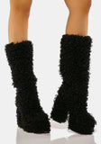 Women's Knee-High Fuzzy Platform Boots - Beige - Fuzzy Boots - 42 B - Faux Fur/PU Leather - image 36