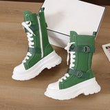 Women's Canvas Chunky Platform Boots - Light Pink - Canvas Boots - 40 B - Canvas - image 26