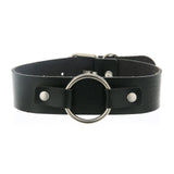 Unisex Vintage Goth Choker Necklace - Black - Circle Choker Necklace - Medium - PU Leather - image 7