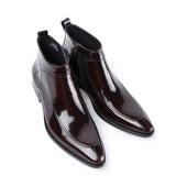 Men's Leather Patent Formal Dress Boots - Wine Red - Patent Boots - 45 B - Genuine Leather - image 18