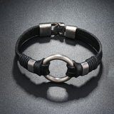 Unisex Handmade Leather Bracelets - Black - Bracelets - Medium - Alloy - image 8
