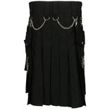 Men's Gothic Kendo Pocket Chain Link Kilts - Black - Men's Kilt - 4XL - Polyester - image 3
