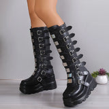 Women's Punk Goth Multi Buckle Boots - Black - Buckle Boots - 43 B - PU Leather - image 8