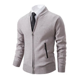 Men's Casual Stand Up Collar Cardigans - Dark Grey - 1 / 8938 / Cardigan Sweater - XXXL - Polyester - image 19