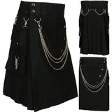 Men's Gothic Kendo Pocket Chain Link Kilts - Black - Men's Kilt - 4XL - Polyester - image 6