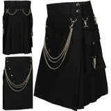 Men's Gothic Kendo Pocket Chain Link Kilts - Black - Men's Kilt - 4XL - Polyester - image 8