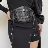 Women's Buckle Strap Waist Cinch Belts - Black - 1 - Waist Cinch Belt - PU Leather - image 7