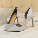 Women's Satin Wedding Party Stilettos - Silver - Party Pumps - 40 B - PU Leather - image 42
