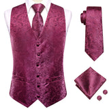 Men's Formal 4 Pcs Silk Slim Waistcoat Sets - Dark Blue - MS-0020 - 4 PCS - Vest Set - XXXL - Silk - image 15