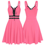 Women's Gothic Lace Up Mini Dress - Black - Gothic Dress - XXL - Polyester/Spandex - image 16