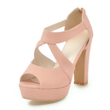 Women's Block Heel High Platform Sandal - Orange - Platform Sandals - 43 B - PU Leather - image 15