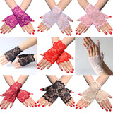 Women's Gothic Lace Fingerless Gloves - Crimson - D1 - One Size - Rayon - image 10