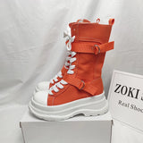 Women's Canvas Chunky Platform Boots - Light Pink - Canvas Boots - 40 B - Canvas - image 18