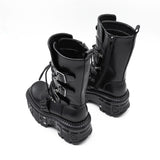Women's Punk Style Lace-up Platform Boot - Black - Chunky Boots - 43 B - PU Leather - image 3