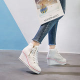 Women's High Platform Zipper Sneakers - Navy - Platform Sneakers - 43 B - Canvas - image 12