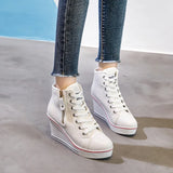 Women's High Platform Zipper Sneakers - Navy - Platform Sneakers - 43 B - Canvas - image 11