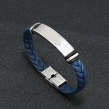 Unisex Titanium Woven Leather Bracelet - Black - Bracelet - Medium - Titanium - image 18