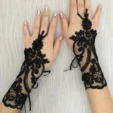 Women's Gothic Fingerless Lace Gloves - Black - 3 / C1 - One Size - Rayon - image 2