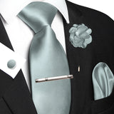 Men's 5 Pcs Luxury Ridged Silk Tie Sets - Dusky Green - 5pc Tie Set - 050 - Medium - Silk - image 30